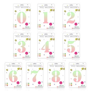 Nicro 32 pulgadas Número 0-9 Globo de papel de aluminio Tarjeta individual Embalaje Fiesta de cumpleaños Número Mylar Globos de papel de aluminio - Product Image 6