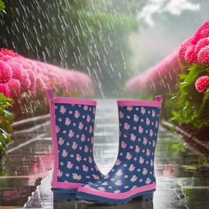 Hot <strong>Sale</strong> Women's Winter Tall Knee-High Waterproof Rubber Rain <strong>Boots</strong> Adult Navy Solid Pink Floral <strong>Wellington</strong> <strong>Boots</strong> - Product Image 5