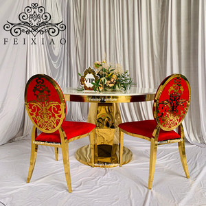 Classic Hotel Party Events Furniture White MDF <strong>Top</strong> Gold Stainless Steel <strong>Round</strong> <strong>Dining</strong> <strong>Table</strong> - Product Image 5