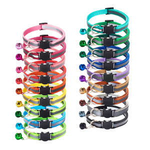 <span class=keywords><strong>Collar</strong></span> de gato de nailon ajustable de varios colores de alta calidad con tiras reflectantes campana gatos patrón hebilla Breakaway - Product Image 1