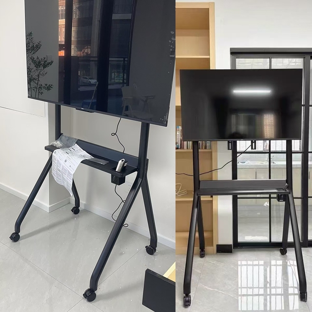 Heavy Duty Y Shape Base Mobile TV Cart for 42-86 Inch Screens Max 150kg Height Adjustable 1200-1600mm VESA 900x600mm R10