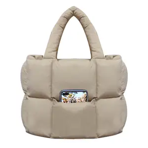 Biểu Tượng Tùy Chỉnh Ánh Sáng Trọng Lượng Puffy Nóc Nylon Tote Vai Túi Với Có Thể Điều Chỉnh Dây Đeo Crossbody