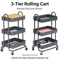 Chariot de rangement multifonctionnel portable à 3 niveaux en acier au carbone de haute qualité avec roulettes pour la maison