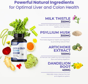 OEM Capsules de nettoyage du <span class=keywords><strong>côlon</strong></span> de désintoxication du <span class=keywords><strong>foie</strong></span> avec supplément de racine de pissenlit à l'extrait d'artichaut en psyllium de qualité supérieure - Product Image 4