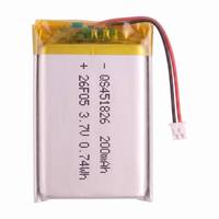 Batterie au lithium polymère 451826 200mAh 3.7v personnalisée au prix d'usine, petite batterie Lipo rechargeable plate