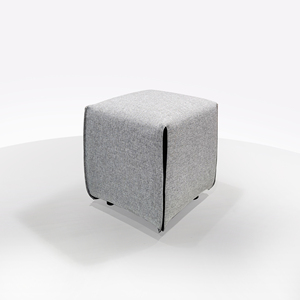 Pouf Imbottito 42x42x45 cm in Tessuto Grigio Chiaro - Product Image 1