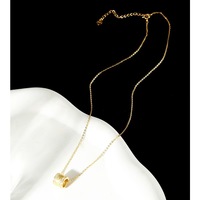 Collier en argent sterling 925 plaqué or 18 carats PVD épais, motif tube architectural, maillons câble, sans ternissement, bijoux en or