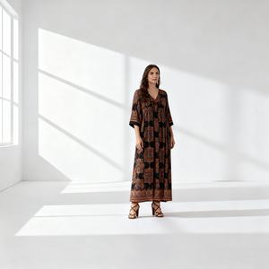 Elegante Vestido Abaya de Poliéster con Estampado Personalizado para Mujeres Musulmanas, Proveedor Mayorista, Tela de Alta Calidad, Nuevo Diseño - Product Image 1