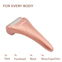 Nouveau rose métal acier inoxydable peau refroidissement thérapie par le froid gel visage rouleau de glace pour visage yeux corps soulager les poches masseur