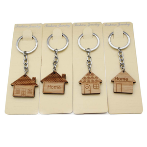 Wholesale Wooden Pendant Accessories 2d 3d Custom Home Shape Sublimation Wood Keychain Vintage Wooden Keychain for Engraving