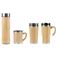 Tasses promotionnelles de voyage de café d'acier inoxydable tasse en bambou isolée par double paroi