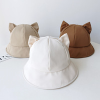 Chapeau de pêcheur de couleur unie avec oreilles de chat pour dames Chapeau de seau pliant personnalisé de haute qualité