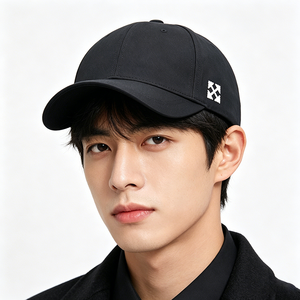 Casquette de baseball noire unisexe en coton à séchage rapide, ajustable, avec logo latéral à œillets, en toile, pour le sport, le golf et la course à pied - Product Image 1