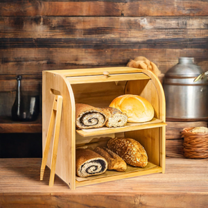 Boîte à pain en bambou personnalisée, stockage écologique en bois naturel sans BPA pour les aliments, <span class=keywords><strong>casse</strong></span>-<span class=keywords><strong>noisette</strong></span> flexible, conception décorative de vacances - Product Image 1