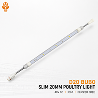 Tube lumineux LED pour cage à volailles 900-2400mm 2W-10W 48V DC CRI>83 0-100% Dimmable IP67 Éclairage pour élevages de poulets de chair et de poules pondeuses