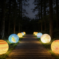 Lustre solaire LED extérieur en forme de lune et de soleil, étanche IP65, pour mariage et décoration intérieure, lumière de planète lumineuse pour jardin et paysage