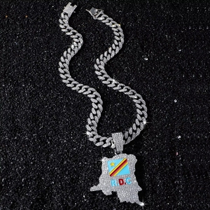 Collar con Colgante de Mapa de la República Democrática del Congo, Chapado en Oro de 14K, Aleación de Zinc, Esmalte de Color, Diseño Cultural Africano, Estilo Casual/Deportivo - Product Image 2