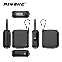 PINENG PN-833 22.5W Power Bank à charge super rapide avec câbles doubles intégrés 10000mAh Chargeur portable PD pour iPhone Android