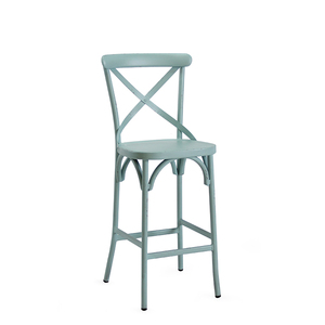 Taburete de <span class=keywords><strong>Bar</strong></span> de comedor de aluminio con respaldo en X multifuncional rústico Retro para cocina, jardín, sala de estar y uso en restaurante - Product Image 4