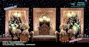 Cadre de Photo de scène de mariage élégant, toile de fond imprimée, magnifique, doré, sculpté - Product Image 5