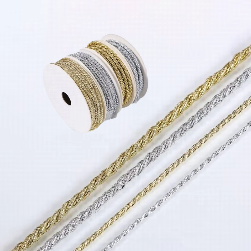 2mm Gold Metallic Tinsel Cord Braided