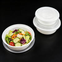 Boîtes à lunch rondes jetables en plastique, compatibles micro-ondes, étanches, empilables, avec couvercle transparent, 500/750/1000 ml