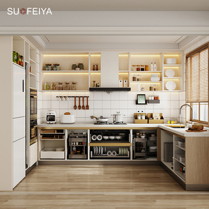 Sofeyia Custom Modern Japandi Cocina Armario Diseños Blanco MDF Madera Carpinterí<span class=keywords><strong>a</strong></span> Vidrio Incluye Fregadero-Gabinetes De Cocina Muebles De - Product Image 3