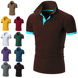 Chemise décontractée à manches courtes pour homme en polyester/coton anti-boulochage, tissu tricoté de haute qualité à motif uni, brodée, style urbain - Product Image 1