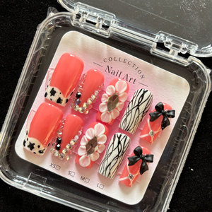 Faux ongles en acrylique <span class=keywords><strong>de</strong></span> luxe faits à la main sur mesure, à presser, avec colle, forme carrée moyenne, couvrance totale, marque privée, vente en gros - Product Image 6
