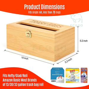 Distributeur de sacs poubelle en bambou Porte-rouleau Porte-sac poubelle pour armoire - Product Image 5