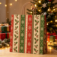 Sacs cadeaux en papier kraft de Noël à plat, personnalisables avec logo, recyclables, avec poignées, gain de place pour l'expédition et l'envoi de colis de Noël