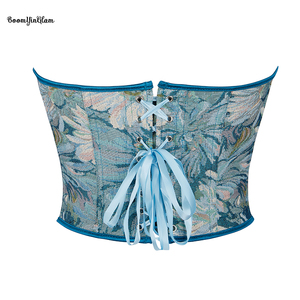 زي القراصنة من عصر النهضة 12 غراء عظام مشد قوطي بدون حمالة مشد أزرق - Product Image 4