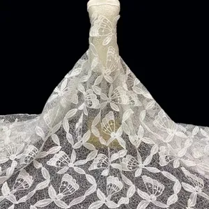 Свадебные кружевные ткани, Блестящие Блестки, тюль, сетчатая вышитая ткань для свадебного платья, оптовая продажа