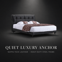 Lit de luxe en tissu Nappa avec base en acier robuste pour projets de chambre d'exception