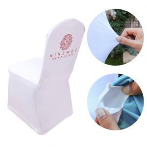 Housse de chaise en spandex blanche personnalisée avec logo imprimé pour publicité - Product Image 4
