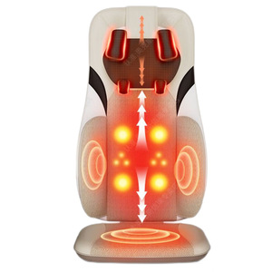 Massage Cushion <b>Backrest</b> With Walking Kneading Vibration Heating For Neck Waist And Back USB Rechargeable PU Leather - Product Image 2