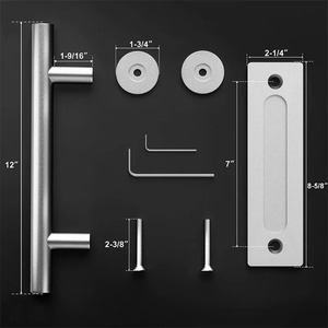 Manija para Puerta Corredera de Madera, Juego de Tiradores Empotrados de Acero Inoxidable/Carbono, Manija Redonda Resistente, Herrajes para Puertas Interiores - Product Image 6