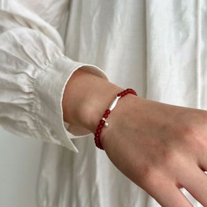 Dylam Classic Fine Top Jewelry Manufacturer S925 Silver Fish Pendant <b>Red</b> Color Nature Agate Women Beaded Bangle <b>Bracelets</b> - Product Image 2