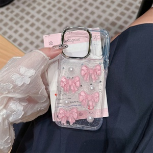 Coque de téléphone portable en résine scintillante avec papillon mignon pour iPhone 17 Air 16 15 14 Pro Max, avec nœud et fleur en TPU, transparente, personnalisable, coque arrière DIY - Product Image 6