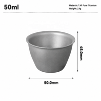 Cangkir Teh Dinding Ganda Titanium Murni TA1, Cangkir Sake Ultralight untuk Camping, Gelas Shot Titanium, Peralatan Minum Outdoor, OEM ODM Logo Kustom 50ml