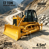 Machinerie de construction minière, bulldozer sur chenilles de 17 tonnes, moteur puissant de 180 CV, bulldozer avec ripper