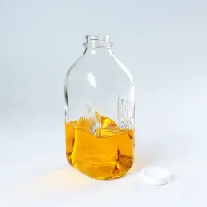 2 pintes 1/2 gallons 2L carré bouteille en verre vide bouteille de lait en verre avec couvercle en plastique inviolable