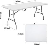 Tables pliantes en plastique blanc en gros d'usine chaises pour salle à manger en plein air dans la cour, événements de fête de mariage, conception pliable facile