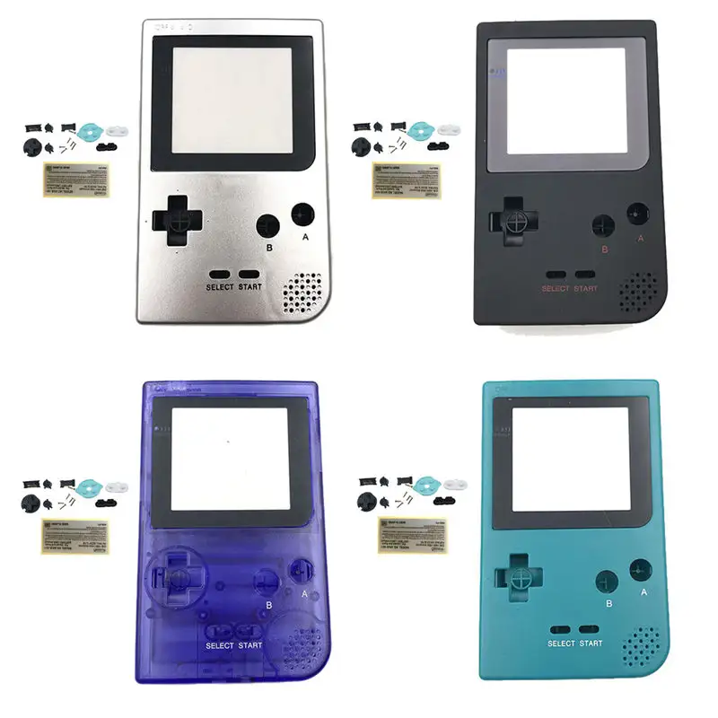 Full Game Case Cover Housing Shell with start select pad for gameboy pocket for GBP shell kits with buttons sticker label