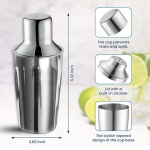 Shaker à cocktails en acier inoxydable, mini passoire, outils de bar en cuivre argenté, shaker manuel pour accessoires de bar à cocktails - Product Image 2