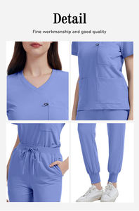 42304, Uniforme Médico de Trabajo Cómodo para Mujer, Uniforme de Camarera Elástico Azul Marino - Product Image 2