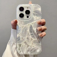 Hard PC Shining Laser Feather Pattern Handy hülle für iPhone 16 Handgelenk riemen Feather Grain Handy hülle für iPhone 16 Pro max
