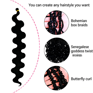 WholesaleAnna Ocean Body Wave Bulk Hair Silky Bounce Extensioni per <span class=keywords><strong>capelli</strong></span> sintetici ondulati resistenti alle alte temperature per trecce all'uncinetto - Product Image 5