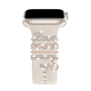 Eraysun Decoración Universal para <span class=keywords><strong>Apple</strong></span> <span class=keywords><strong>Watch</strong></span> Band Diamond Jewelry Charms Pulsera <span class=keywords><strong>de</strong></span> silicona I <span class=keywords><strong>Watch</strong></span> Strap - Product Image 4