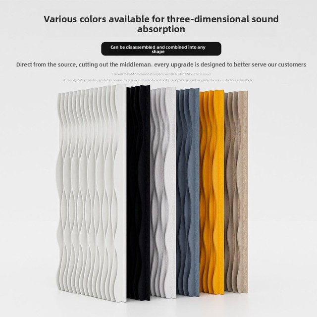 3D Soundproofing Panel Corrugated Wave-Shaped Acoustic Board Sound-Absorbing Wall Panel Bedrooms Hotels Home Use